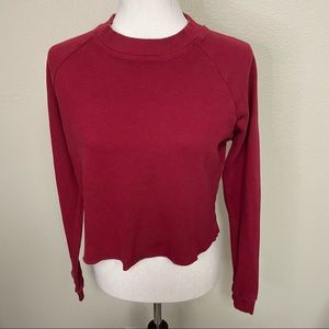 Brandy Melville Red Cropped Waffle Knit Top